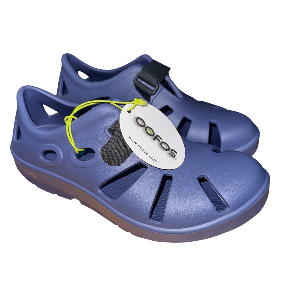 NEW OOFOS OOCANDOO Sandals M6/W8 Recovery Sandals Water Drop Purple 1300 Straps